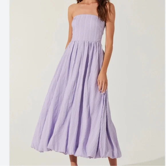 Astr | Dresses | Astr The Label Strapless Linenblend Midi Dress Pale Lilac  M | Poshmark
